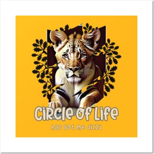 Circle of Life has got me dizzy (lion cub inside leafy frame) Posters and Art